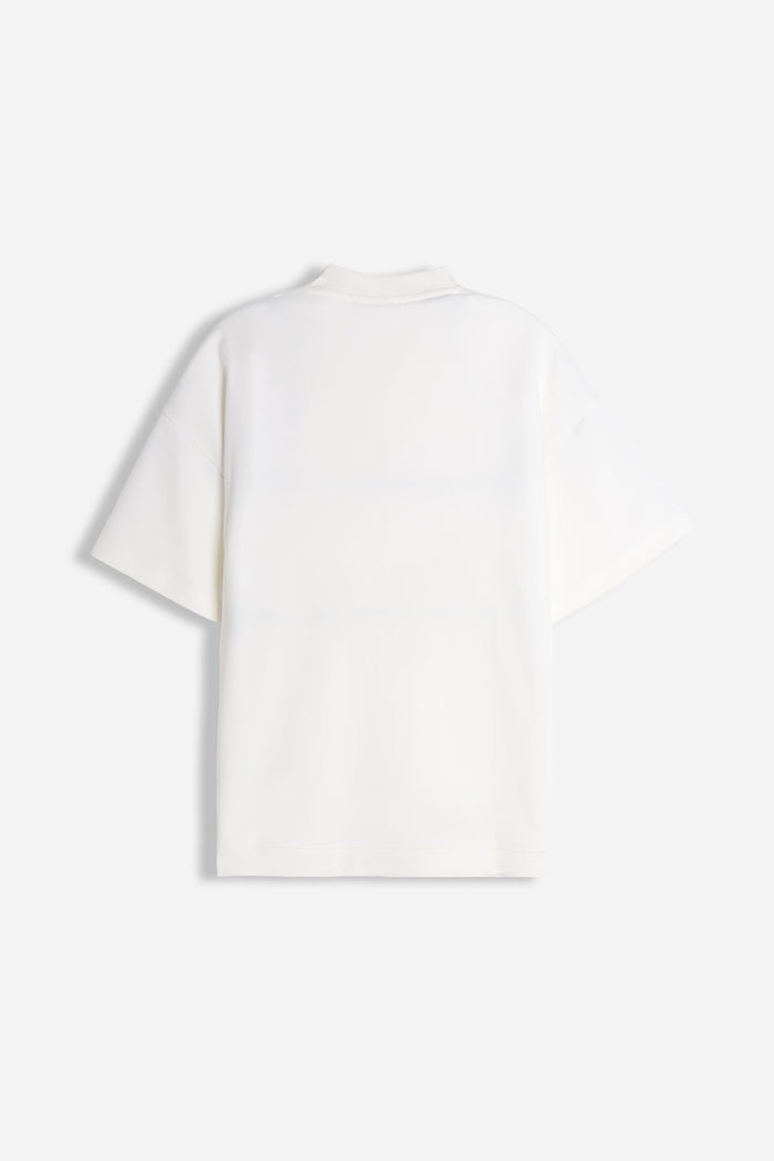 T-SHIRT SCOLLO A V OVER FIT GESSO