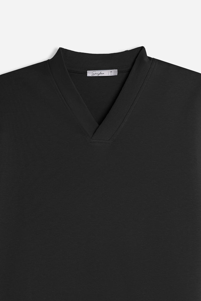 T-SHIRT SCOLLO A V OVER FIT NERO