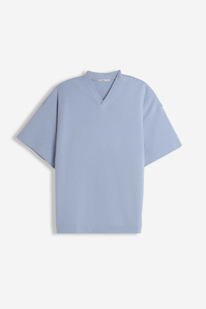 T-SHIRT SCOLLO A V OVER FIT POLVERE