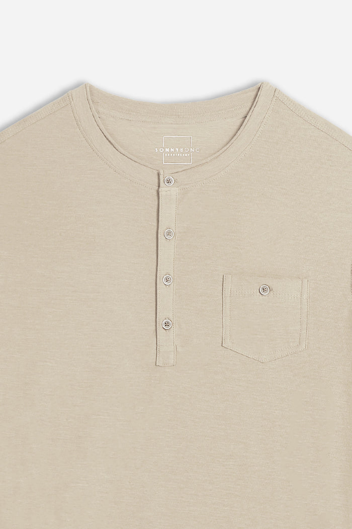 T-SHIRT SLUB SERAFINO CON TASCHINO BEIGE CHIARO