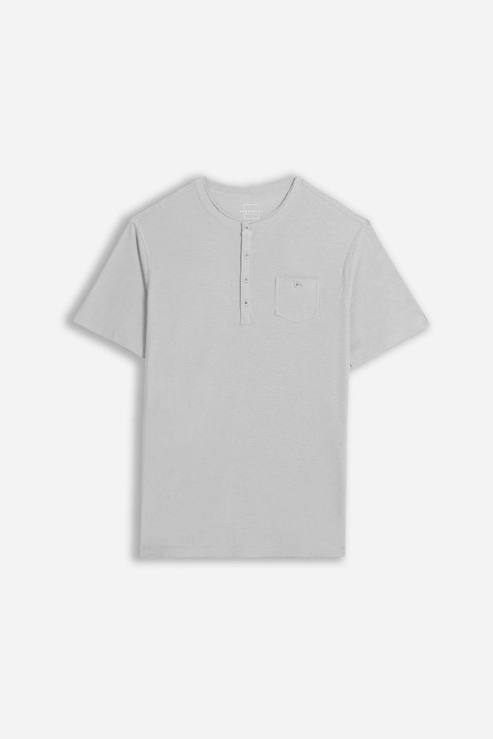 T-SHIRT SLUB SERAFINO CON TASCHINO GRIGIO