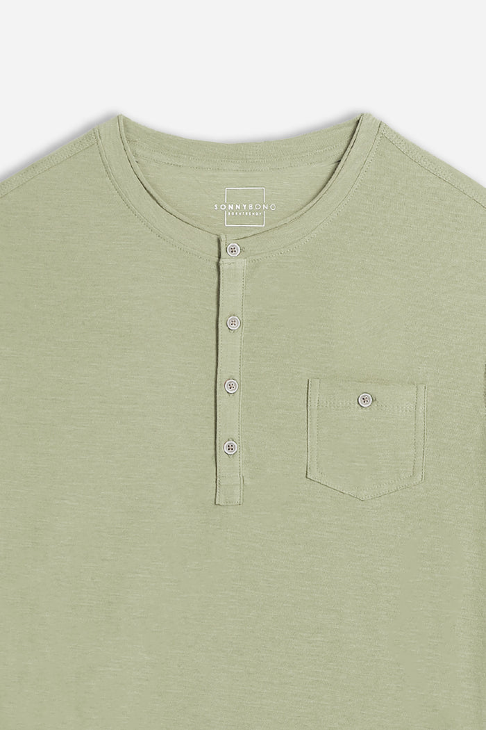 T-SHIRT SLUB SERAFINO CON TASCHINO KAKI