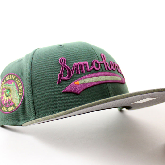 Tampa Smokers Florida State League Patch New Era 59Fifty Fitted Hat (Mountain Green Olive Green Gray Under Brim)