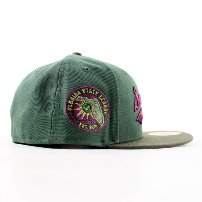 Tampa Smokers Florida State League Patch New Era 59Fifty Fitted Hat (Mountain Green Olive Green Gray Under Brim)