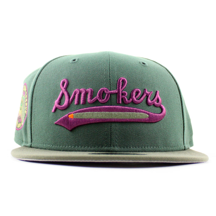 Tampa Smokers Florida State League Patch New Era 59Fifty Fitted Hat (Mountain Green Olive Green Gray Under Brim)