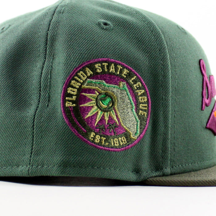 Tampa Smokers Florida State League Patch New Era 59Fifty Fitted Hat (Mountain Green Olive Green Gray Under Brim)