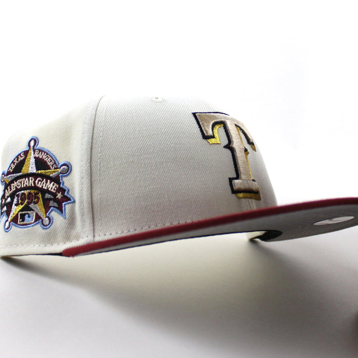 Texas Rangers 1995 All Star Game New Era 59Fifty Fitted Hat (Chrome White Brick Red Gray Under Brim)