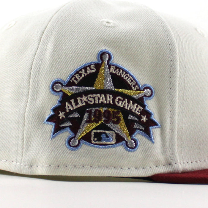 Texas Rangers 1995 All Star Game New Era 59Fifty Fitted Hat (Chrome White Brick Red Gray Under Brim)