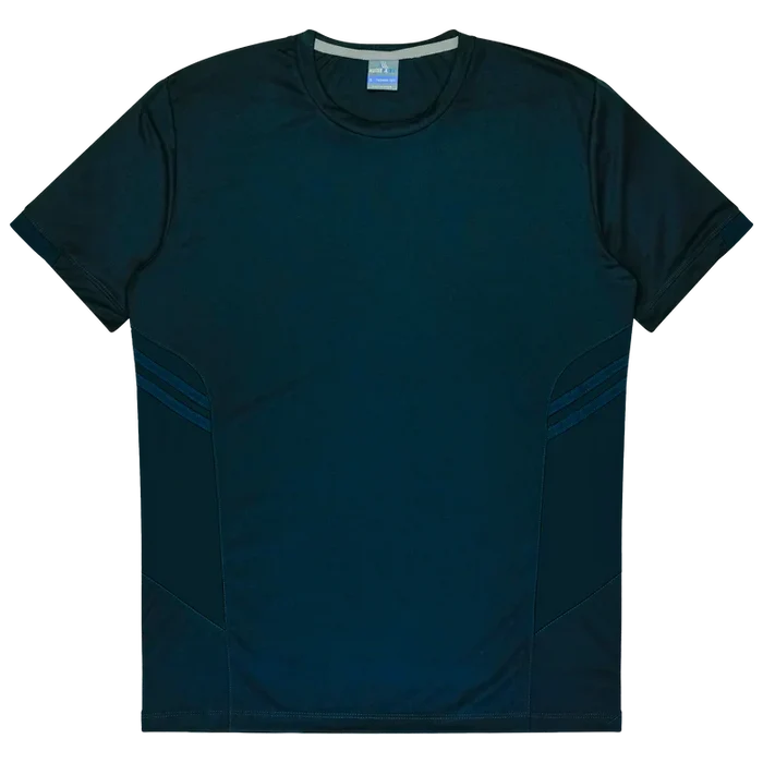Thames Dark Tee: dark teal short-sleeve workwear t-shirt with ribbed crew neck