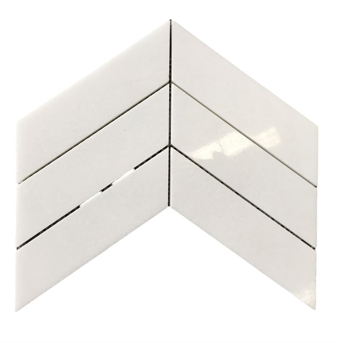 Thassos Large Chevron Marble Mosaic - Polished Tile TileStyle