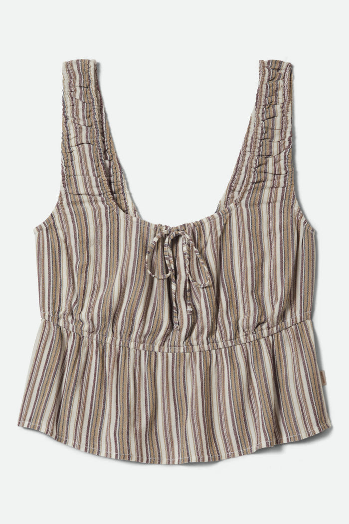 Women's The Abigail Tie Top in the color Worn In Robust Red Stripe - Front Product View
