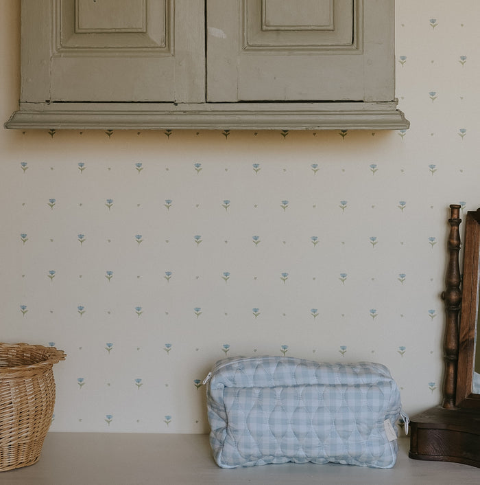 Toiletry Pouch in Blue Gingham