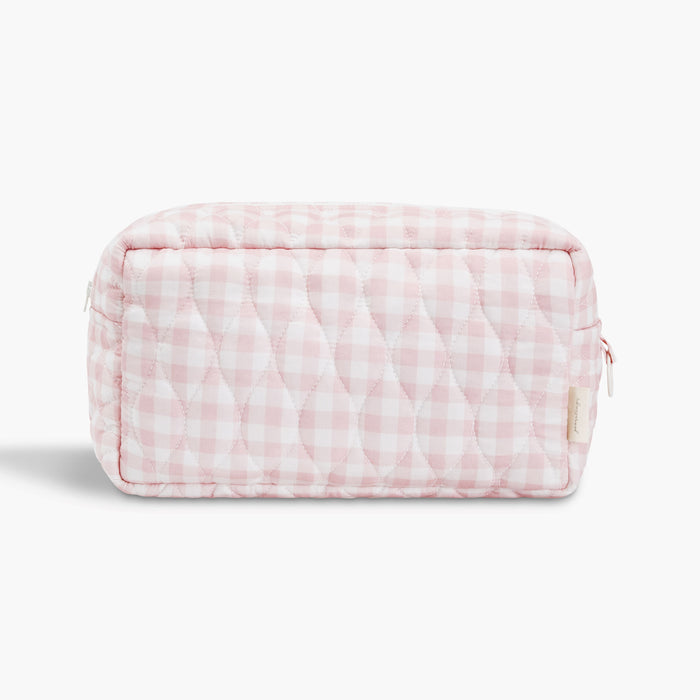 Backside of Toiletry Pouch in Pink Gingham