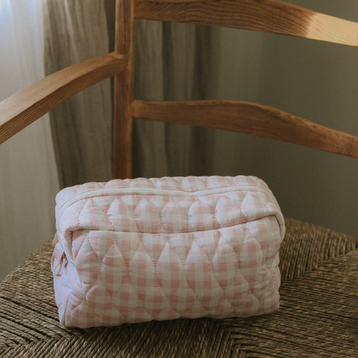 Toiletry Pouch in Pink Gingham