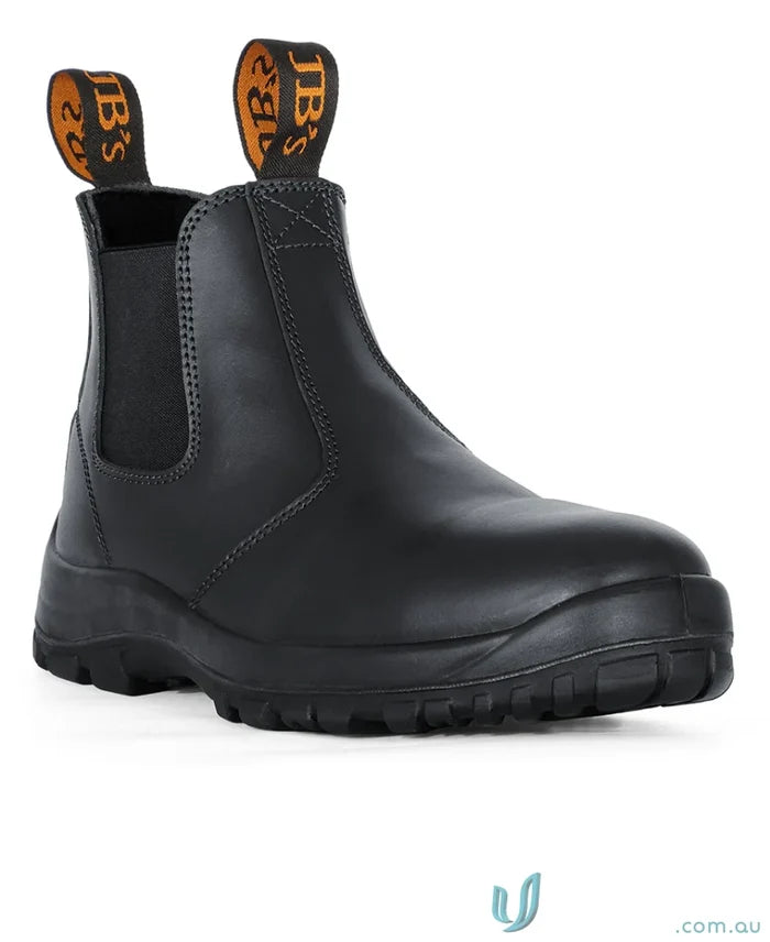 Black leather elastic sided workwear boot for uniforms and tough jobs