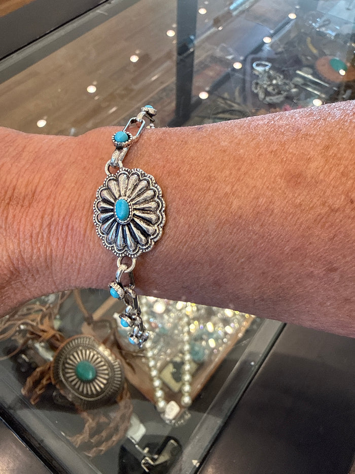 Turquoise Concho Paperclip Bracelet