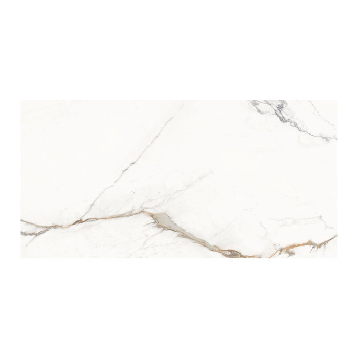 Marble-patterned tile with white and beige colors on a white background