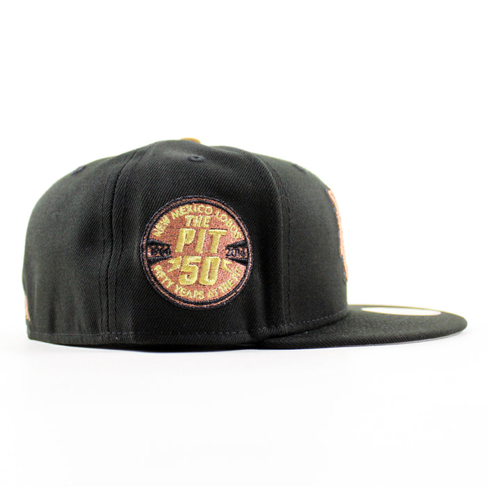 University of New Mexico Lobos the Pit 50th New Era 59Fifty Fitted Hat (Black with Brown Gray Under Brim)