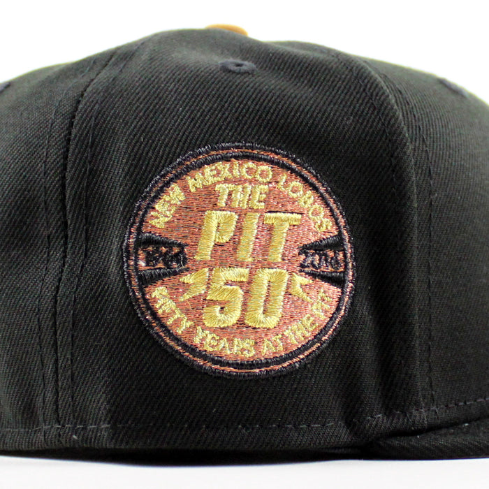 University of New Mexico Lobos the Pit 50th New Era 59Fifty Fitted Hat (Black with Brown Gray Under Brim)