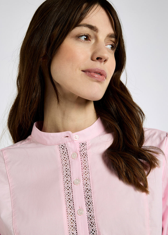 Waterlily Ladies Mandarin Collar Shirt - Pale Pink