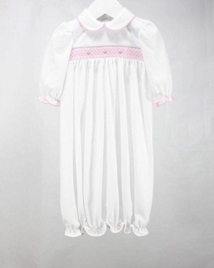 White and Pink Geometric Claire Gown