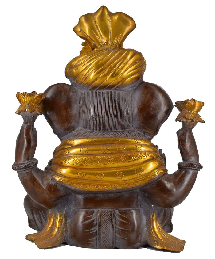 White Whale Antique Brass Mangalkari Ganesha Statue Bhagwan Idol Ganesha Statue Ganpati Murti Home Décor