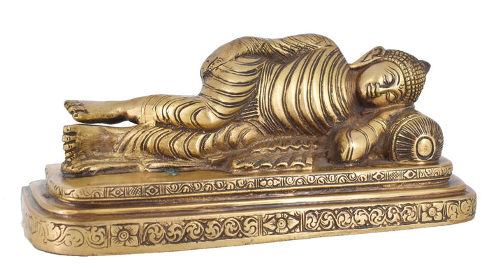 White Whale Big Brass Reclining Buddha Statue in Resting Pose Reclining/Sleeping/Resting Buddha Peace Décor