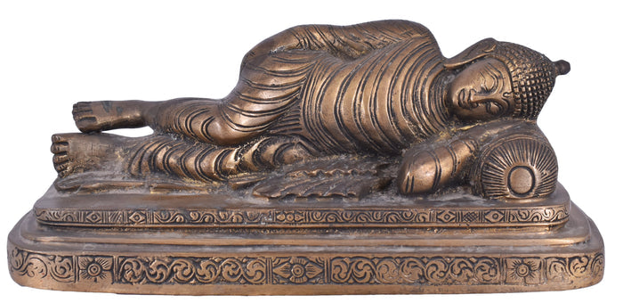 White Whale Big Brass Reclining Buddha Statue in Resting Pose Reclining/Sleeping/Resting Buddha Peace Décor