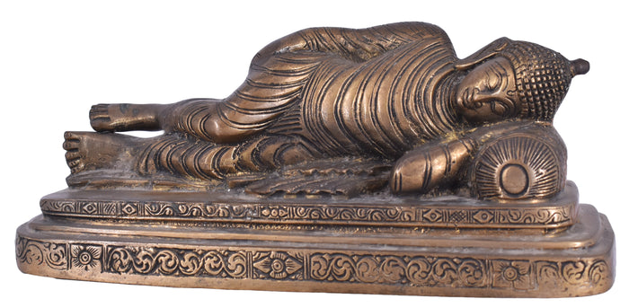 White Whale Big Brass Reclining Buddha Statue in Resting Pose Reclining/Sleeping/Resting Buddha Peace Décor