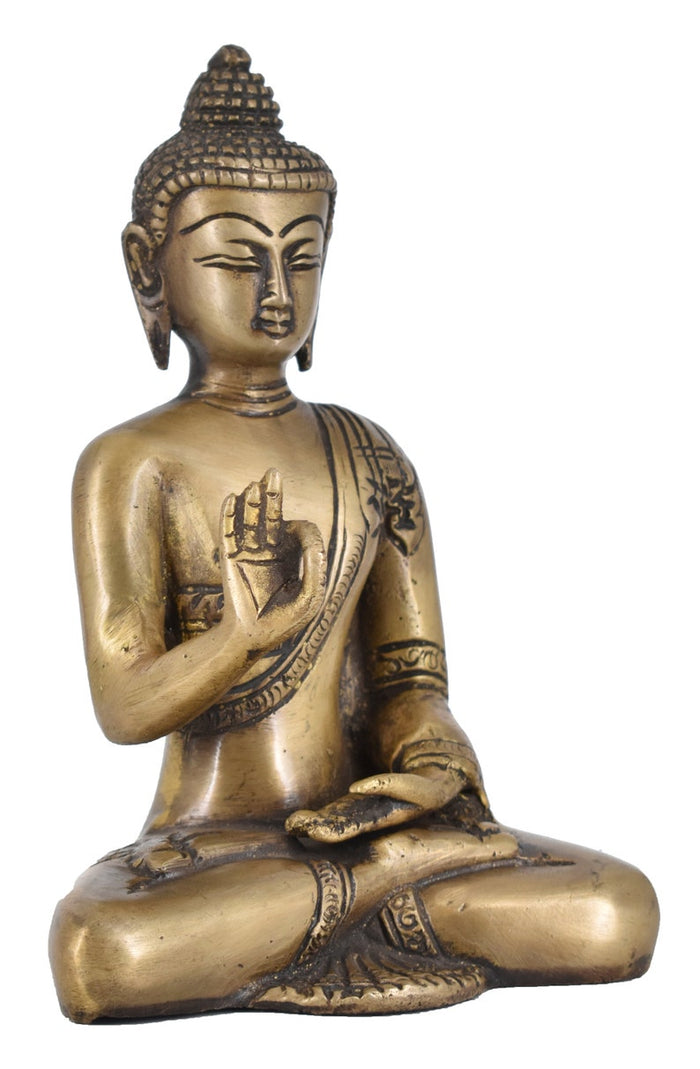 White Whale Brass Buddha Statue Yoga Murti for Home Decor Entrance Office Table Living Room Meditation Luck Gift Feng Shui