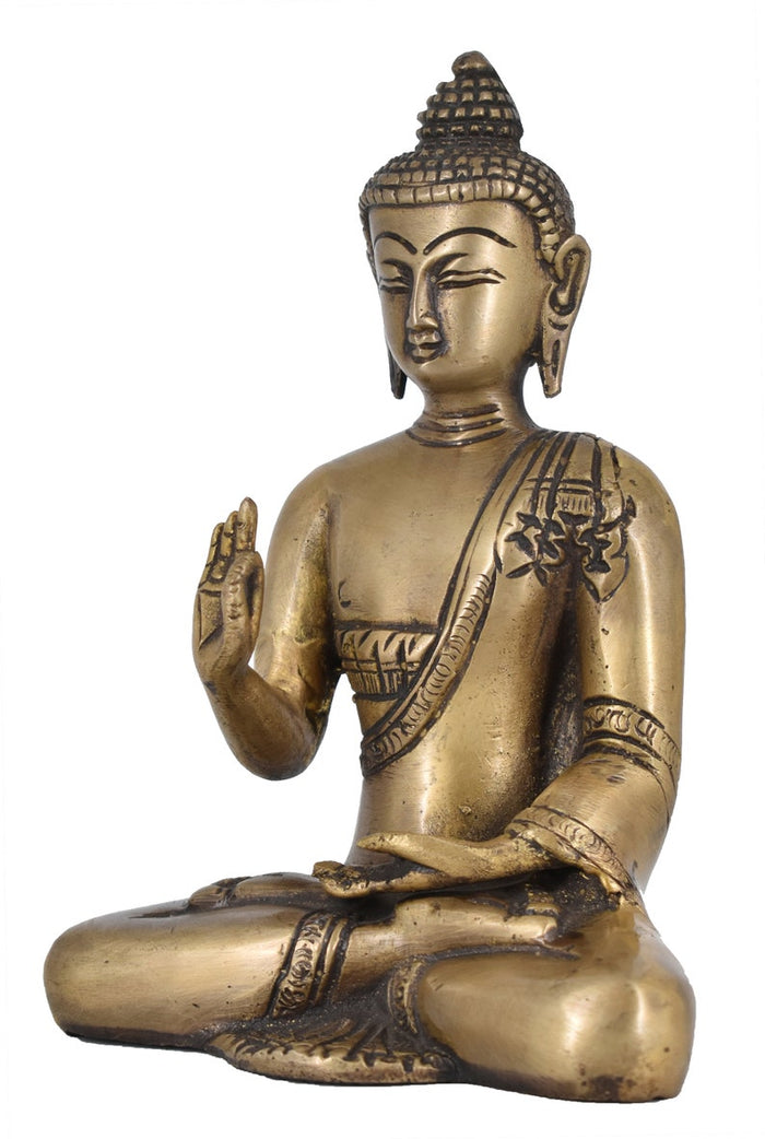 White Whale Brass Buddha Statue Yoga Murti for Home Decor Entrance Office Table Living Room Meditation Luck Gift Feng Shui