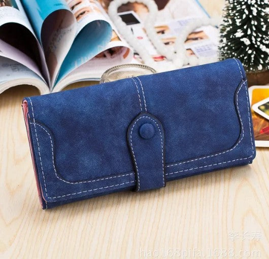 WW151 - Vintage Frosted Faux Suede Long Wallet