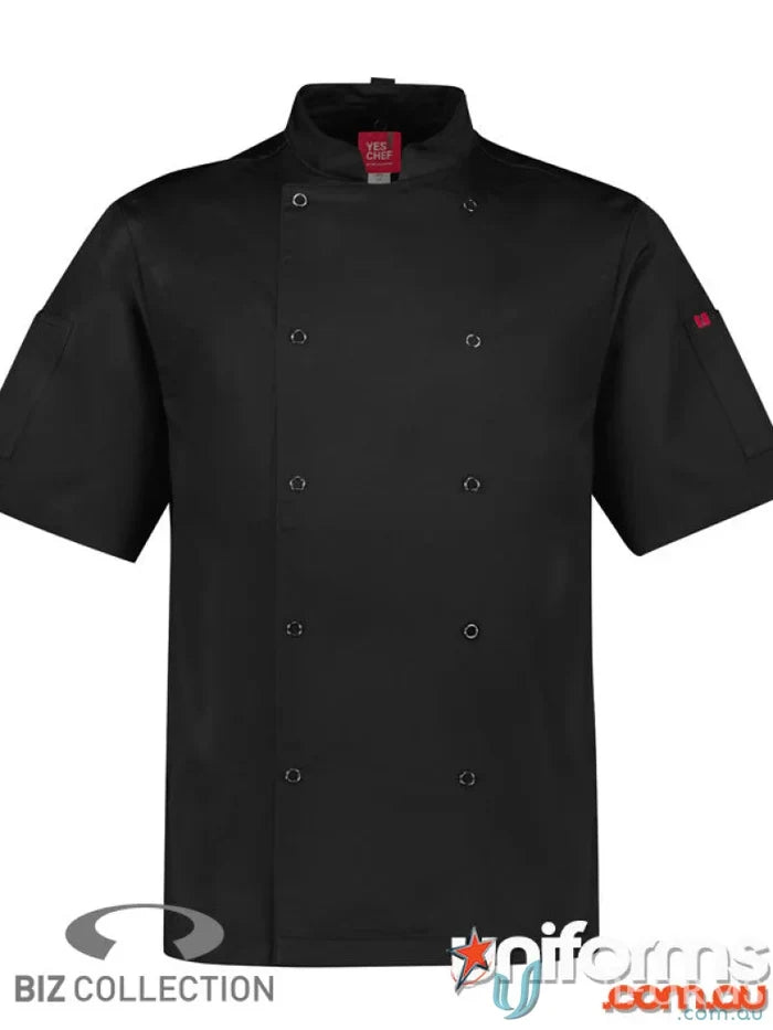Black Yes Chef! Zest SS Chef Jacket with underarm mesh inserts stay cool during cooking