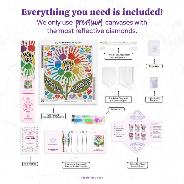 You Are Worthy & Valued - Diamond Art Club DIY Kit